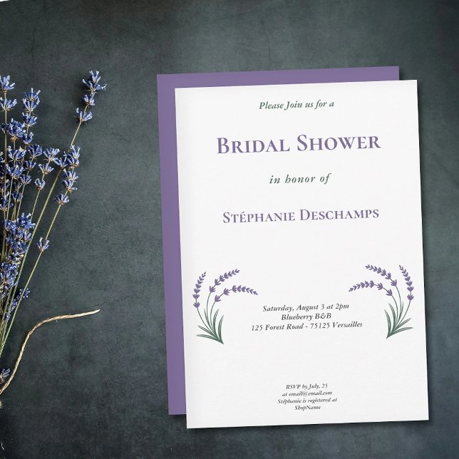 Convite de Chuveiro Nupcial Simples de Lavanda (Simple Lavender Bridal Shower Invitation)