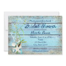 Convite de CHUVEIRO NUPCIAL Tropical Blue Wood Bea