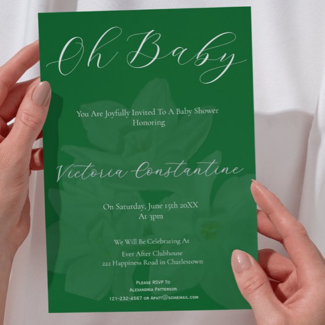 Convite de Chuveiro "Oh Baby" Floresta Elegante &  (Criador carregado)