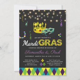 Convite de Chuveiro para Casal de Mardi Gras
