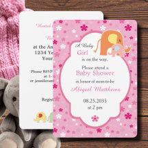Convite de Chuveiro para Mamãe e Bebê Elefante Men