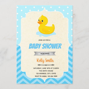 Convite de chuveiro para menino com pato de borrac