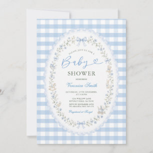 Convite de Chuvinha de Bebê Azul Floral Baby Blue 