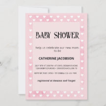 Convite de Chuvinha de Bebê Corações em Rosa