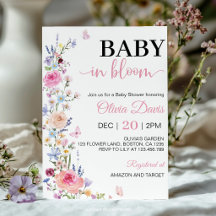 Convite de Chuvinha de Bebê Flor de Bebê em Flor