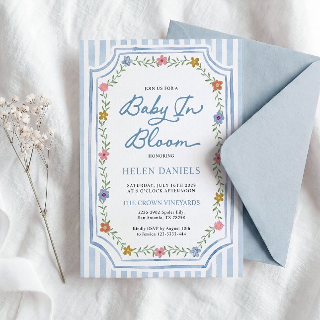 Convite de Chuvinha de Bebê Floral Baby in Bloom (Criador carregado)