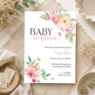 Convite de Chuvinha de Bebê Floral Baby in Bloom