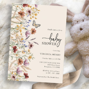 Convite de Chuvinha de Bebê Floral Boho
