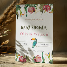 Convite de Chuvinha de Bebê Floral Cute Bege