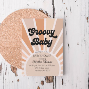 Convite de Chuvinha de Bebê Groovy Baby Retro Suns