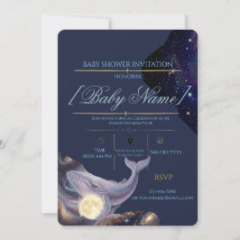 Convite de Chuvinha de Bebê Lua Celestial