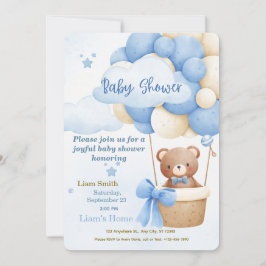 Convite de Chuvinha de Bebê Menino Azul Fofo