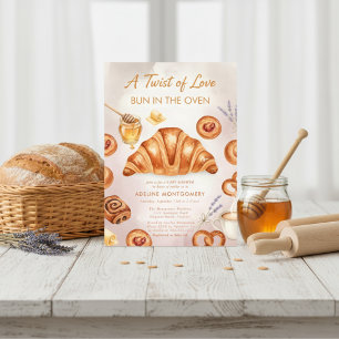Convite de Chuvinha de Bebê Pão de Rolo de Aguarel