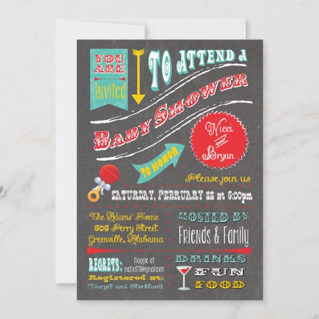 Convite de Chuvinha de Bebê Personalizado (Frente)