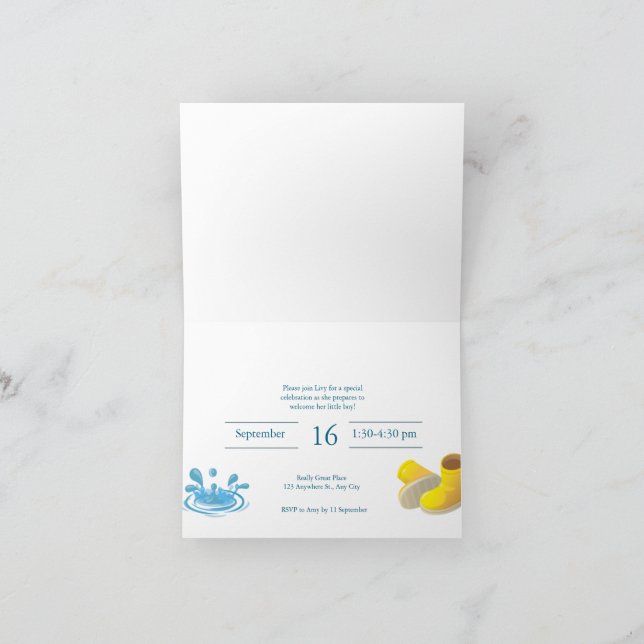 Convite de Chuvinha de Bebê Simples e Divertido (Interior)