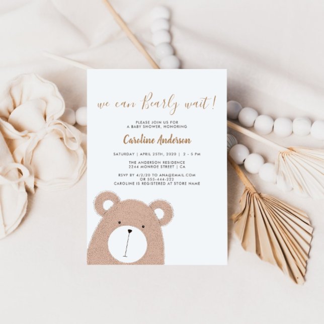 Convite de Chuvinha de Bebê Urso Teddy Fofo (Criador carregado)