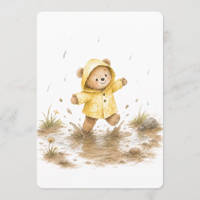 Convite de Chuvoso Dia de Urso para Chás de Bebê (Verso)