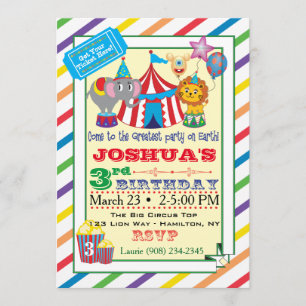 Convite de circo com elefante