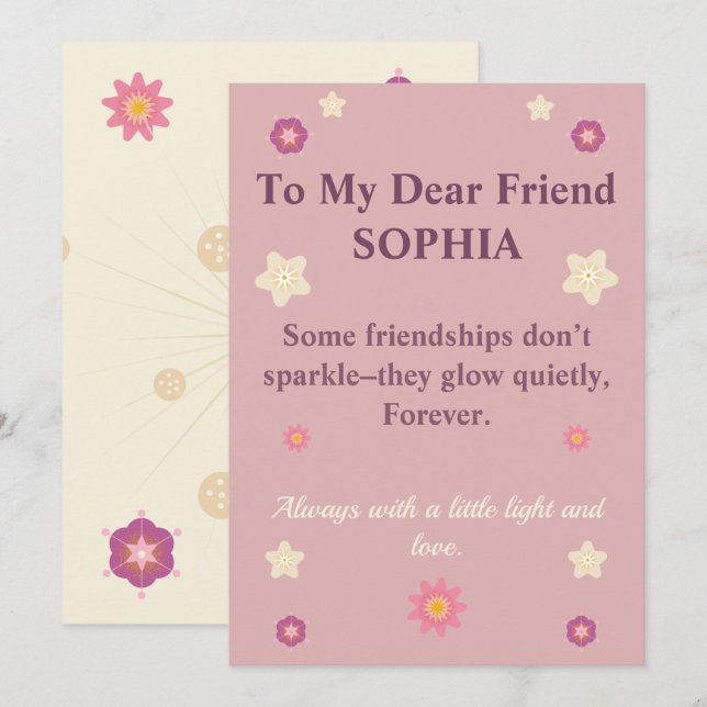 Convite de Citação de Amizade Floral Personalizado (Frente/Verso)