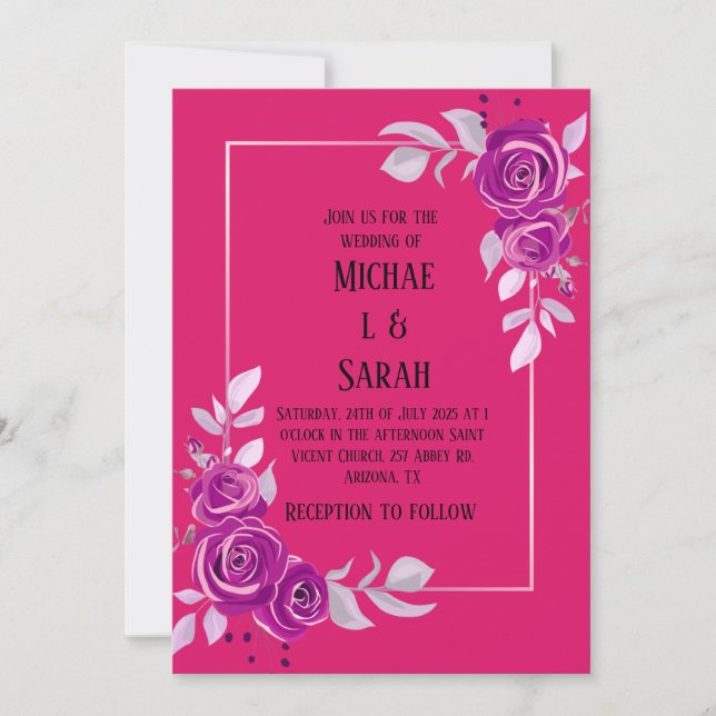 Convite de Clipart Floral Rosa Empoeirado Etéreo (Frente)