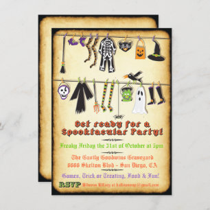 Convite de Clothesline de Festas de Figuras de Hal