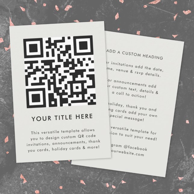 Convite de Código QR | Convite Versátil Escaneável (Modern smart QR code gray invitation template by Guava - versatile, stylish, and customizable)