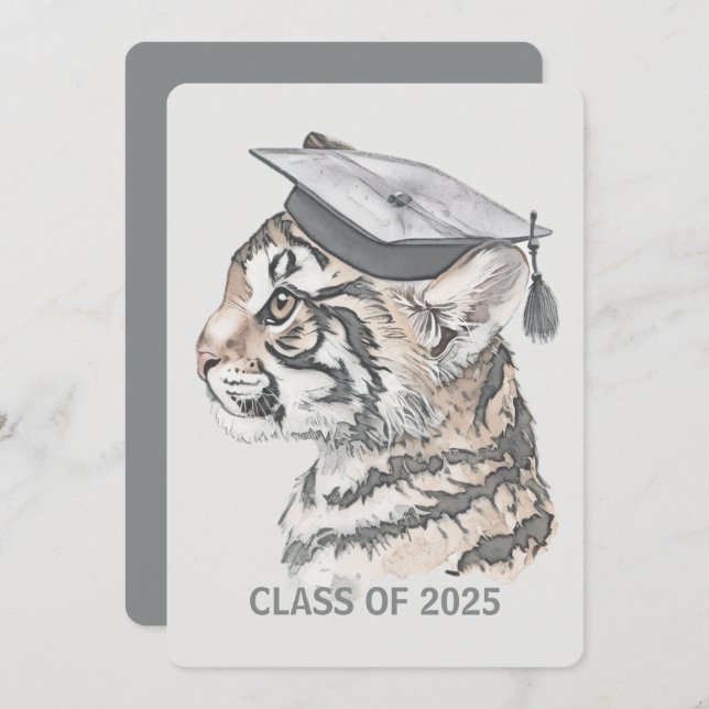 Convite de Código QR de Tiger de Graduação Único (Frente/Verso)