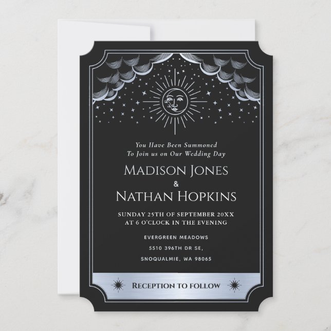 Convite de Código QR para Casamento de Silver Sun  (Frente)