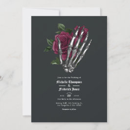 Convite de Código QR para Casamento Gótico Floral 