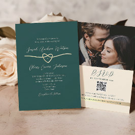 Convite de Código QR para Casamento Verde Emerald
