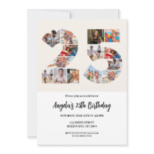 Convite de Colagem de Fotos de Aniversário de 25 A