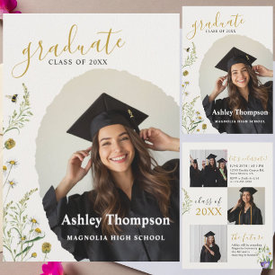Convite de Colagem de Fotos de Formatura com Flore