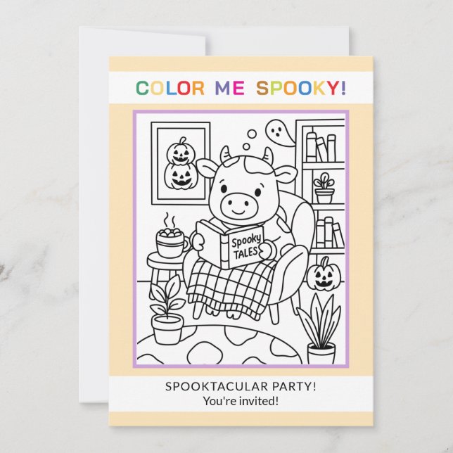 Convite de Colorir de Halloween para Adolescentes  (Frente)