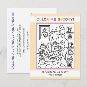 Convite de Colorir de Halloween para Adolescentes