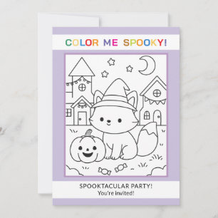 Convite de Colorir do Dia das Bruxas da Raposa Ati