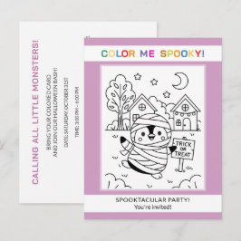 Convite de Colorir do Pengüim de Halloween para Cr