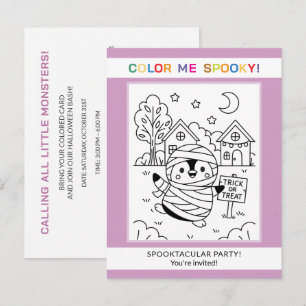 Convite de Colorir do Pengüim de Halloween para Cr