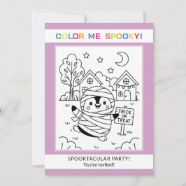Convite de Colorir Halloween de Pinguim Fofo Perso