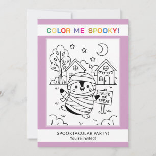 Convite de Colorir Halloween de Pinguim Fofo Perso
