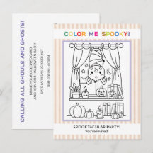 Convite de Colorir Halloween Morcego para Adolesce