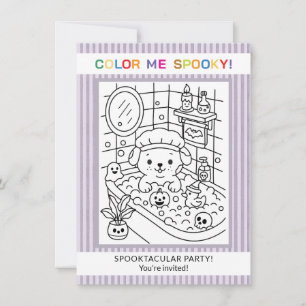 Convite de Colorir para Banho de Cachorro Fofo Per