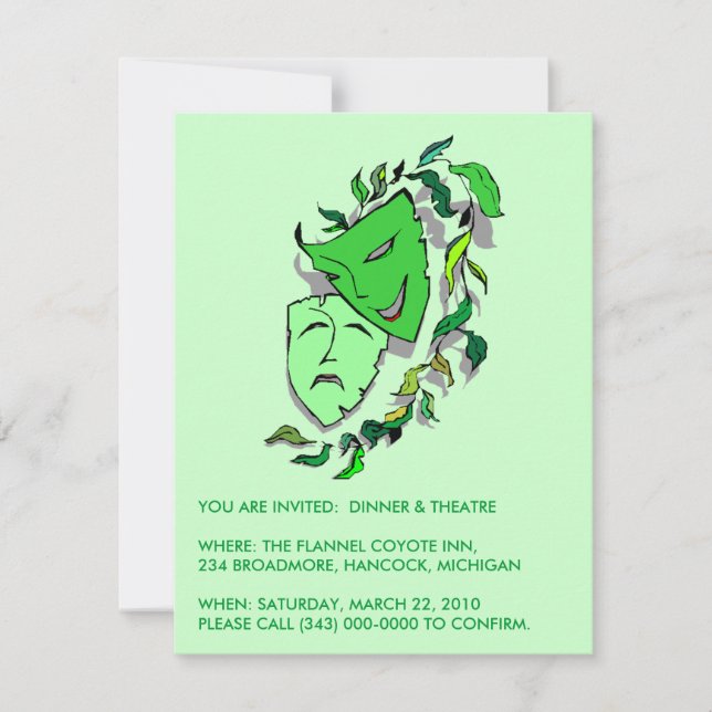 CONVITE DE COMÉDIA E TRAGÉDIA JANTAM FILME DE TEAT (Frente)