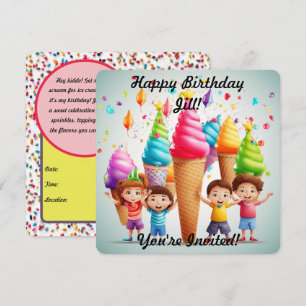 Convite de Cone de Sorvete Personalizado