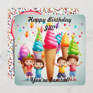 Convite de Cone de Sorvete Personalizado