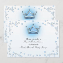 Convite de Confete de Festa Coroa Azul e Prata