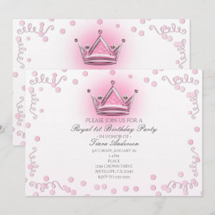 Convite de Confete de Festa Coroa Rosa e Prata