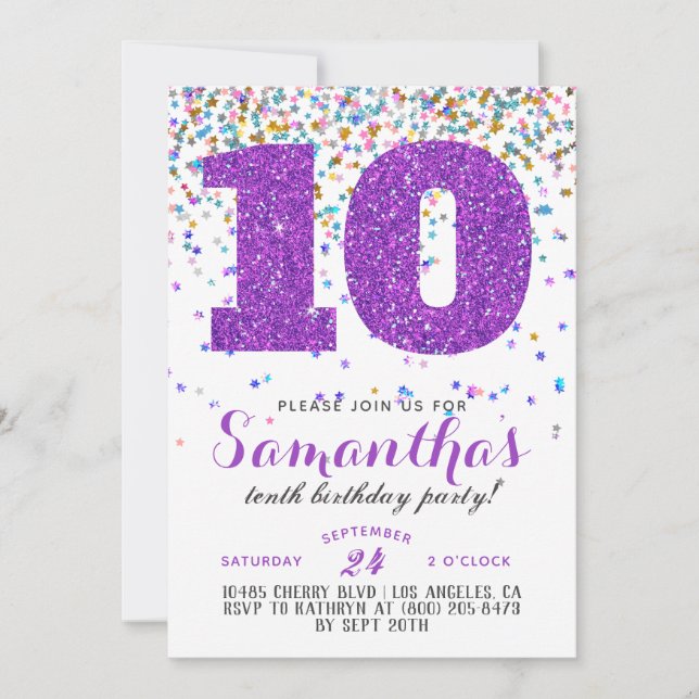 Convite de Confetes para 10º Aniversário (Frente)