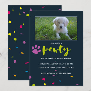 Convite de confetes para foto de aniversário de ca