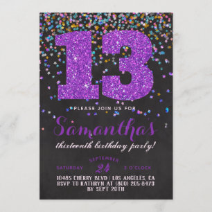 Convite de Confetti de Aniversário de 13