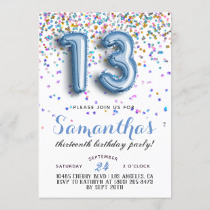 Convite de Confetti de Aniversário de 13